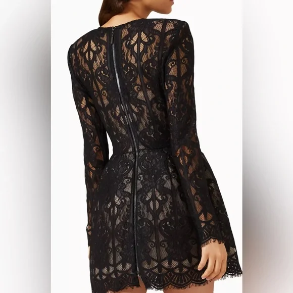 Bronx and Banco - Mini Black Lace Long Sleeve Dress EUC